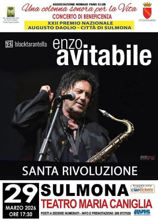 Domenica 29 marzo Enzo Avitabile a Sulmona